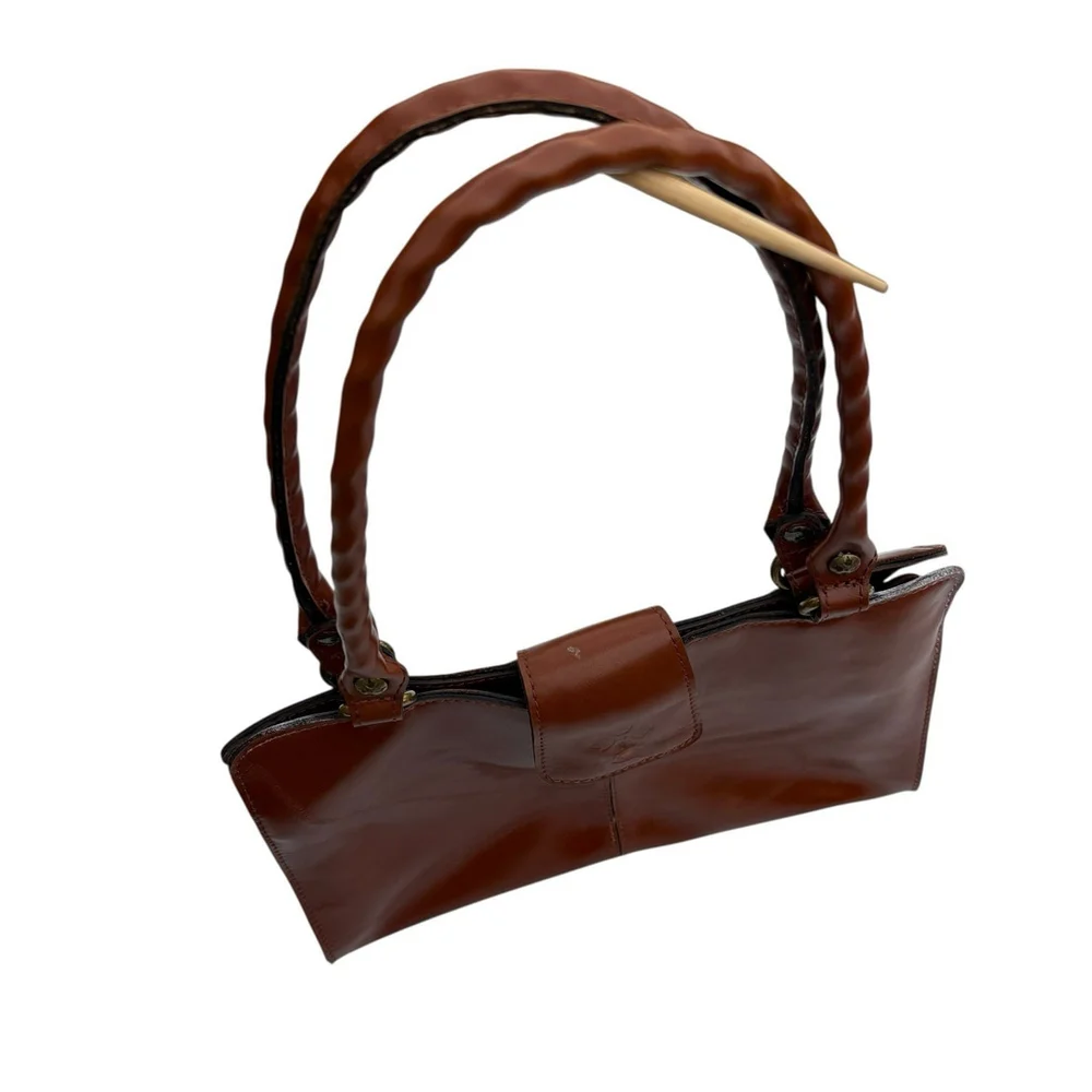 Patricia Nash Leather Shoulder Bag Tan Brown Tote Satchel Double Strap Purse